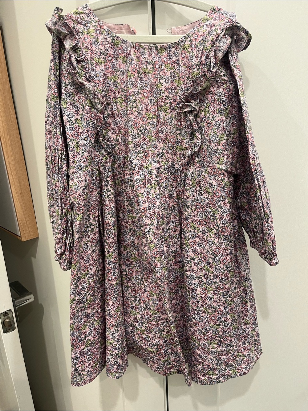 Crewcuts Pink Floral Ruffle Long-Sleeve Dress